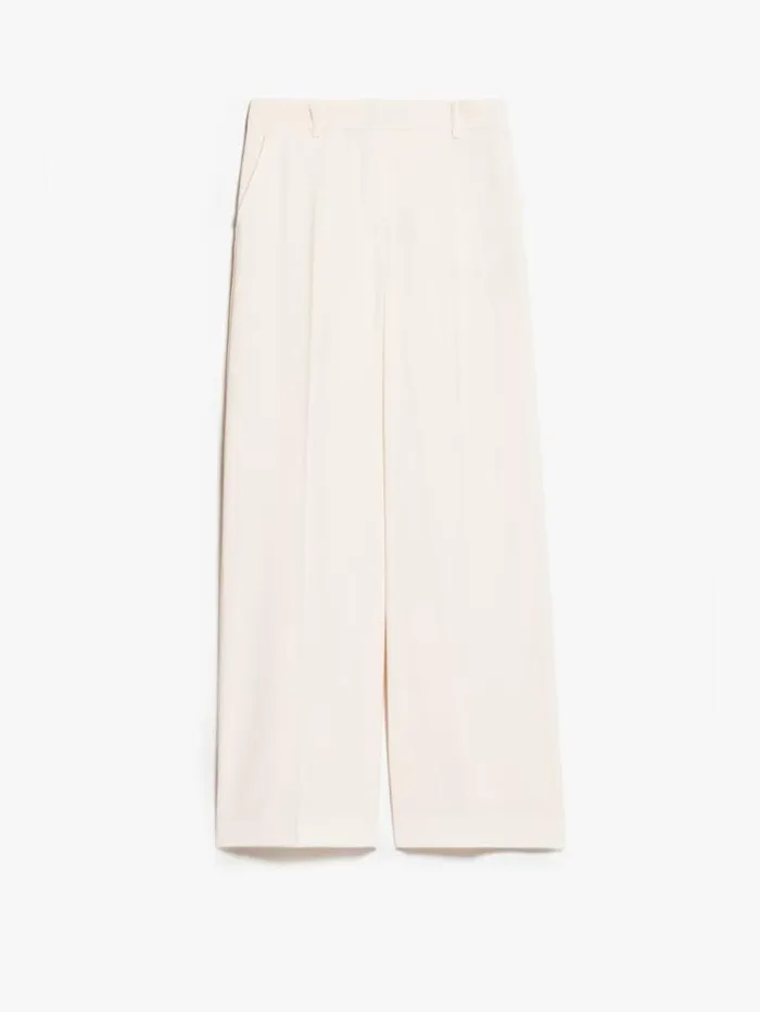 Woman Palazzo Trousers In Wool Ivory Maxmara Trousers Woman Palazzo Trousers In Wool Ivory Maxmara Trousers