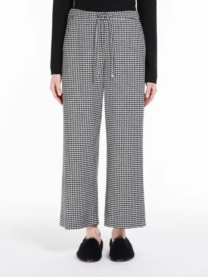 Woman Patterned Wool Joggers Ecru Maxmara Trousers
