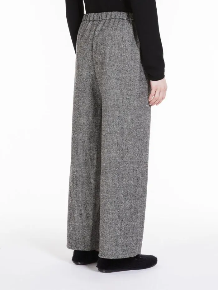 Woman Patterned Wool Joggers Ecru Maxmara Trousers Woman Patterned Wool Joggers Ecru Maxmara Trousers