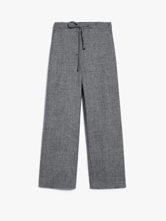 Woman Patterned Wool Joggers Ecru Maxmara Trousers Woman Patterned Wool Joggers Ecru Maxmara Trousers