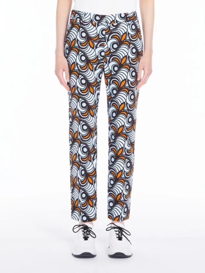 Woman Printed Cotton Trousers Tobacco Maxmara Trousers