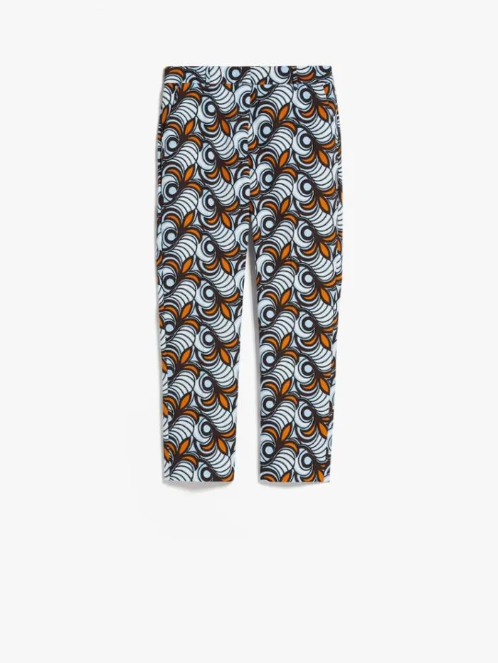 Woman Printed Cotton Trousers Tobacco Maxmara Trousers Woman Printed Cotton Trousers Tobacco Maxmara Trousers