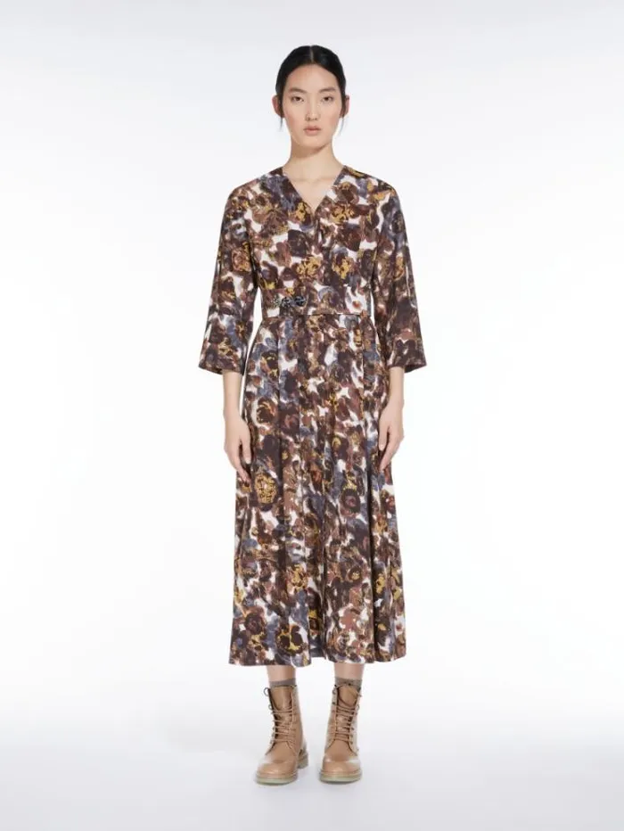 Woman Printed Poplin Dress Yellow Maxmara Dresses