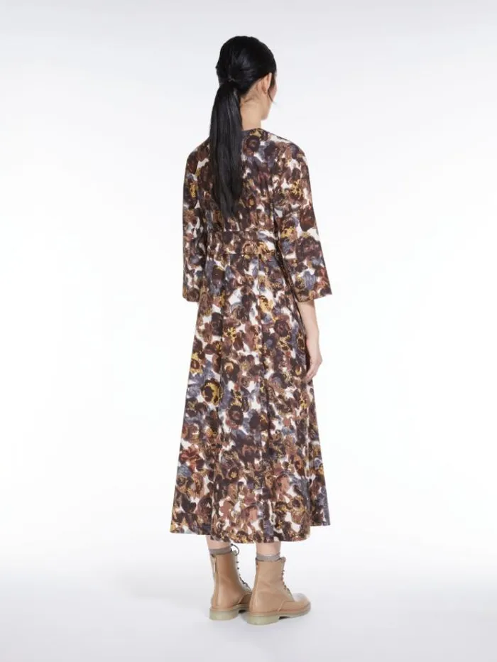 Woman Printed Poplin Dress Yellow Maxmara Dresses Woman Printed Poplin Dress Yellow Maxmara Dresses