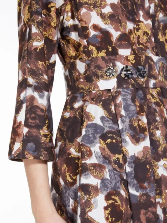Woman Printed Poplin Dress Yellow Maxmara Dresses Woman Printed Poplin Dress Yellow Maxmara Dresses