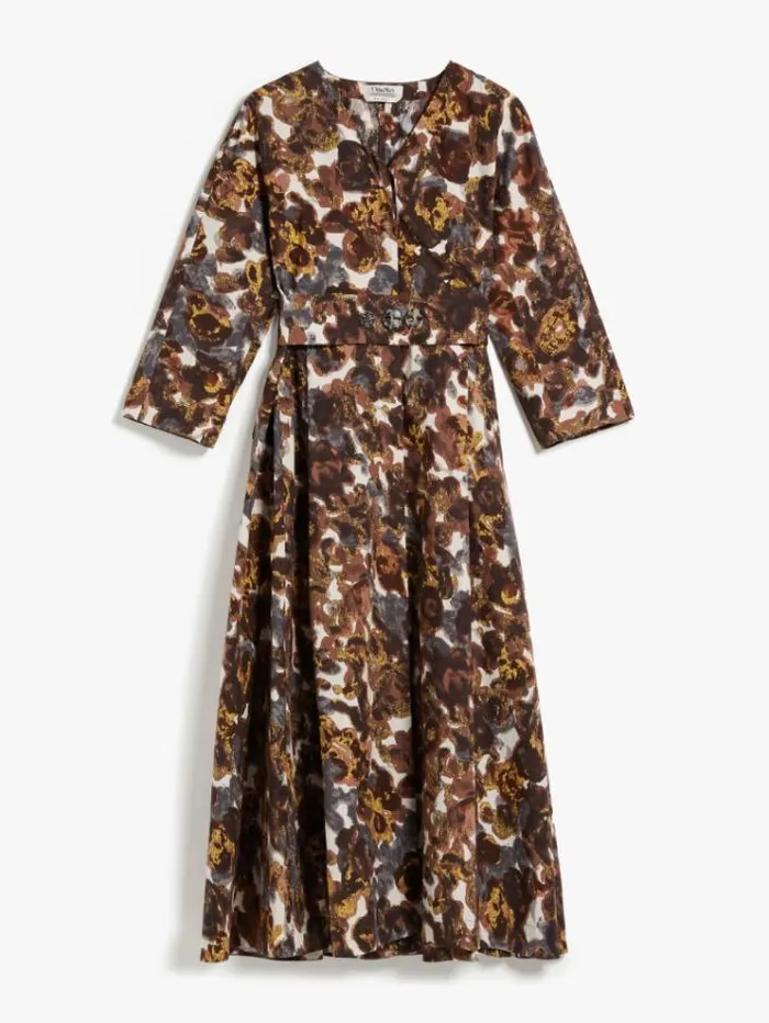 Woman Printed Poplin Dress Yellow Maxmara Dresses Woman Printed Poplin Dress Yellow Maxmara Dresses