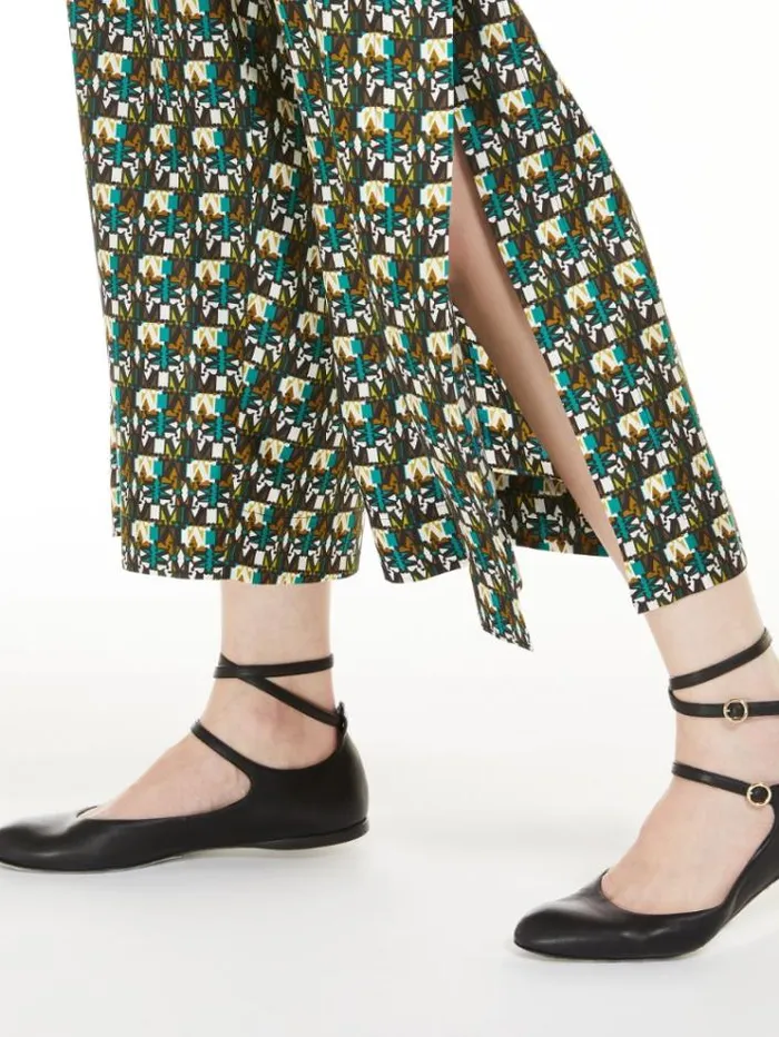 Woman Printed Silk Cropped Trousers Black Maxmara Trousers Woman Printed Silk Cropped Trousers Black Maxmara Trousers