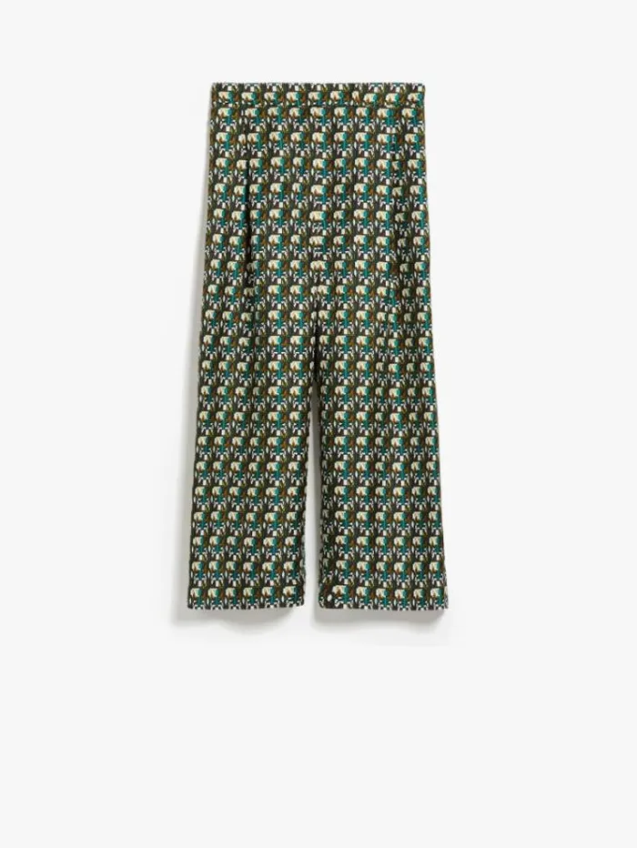 Woman Printed Silk Cropped Trousers Black Maxmara Trousers Woman Printed Silk Cropped Trousers Black Maxmara Trousers