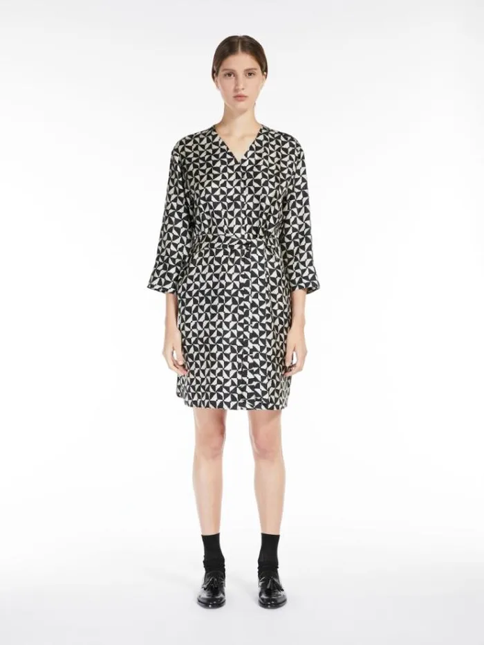 Woman Printed Silk Kaftan Dress Ecru Maxmara Dresses