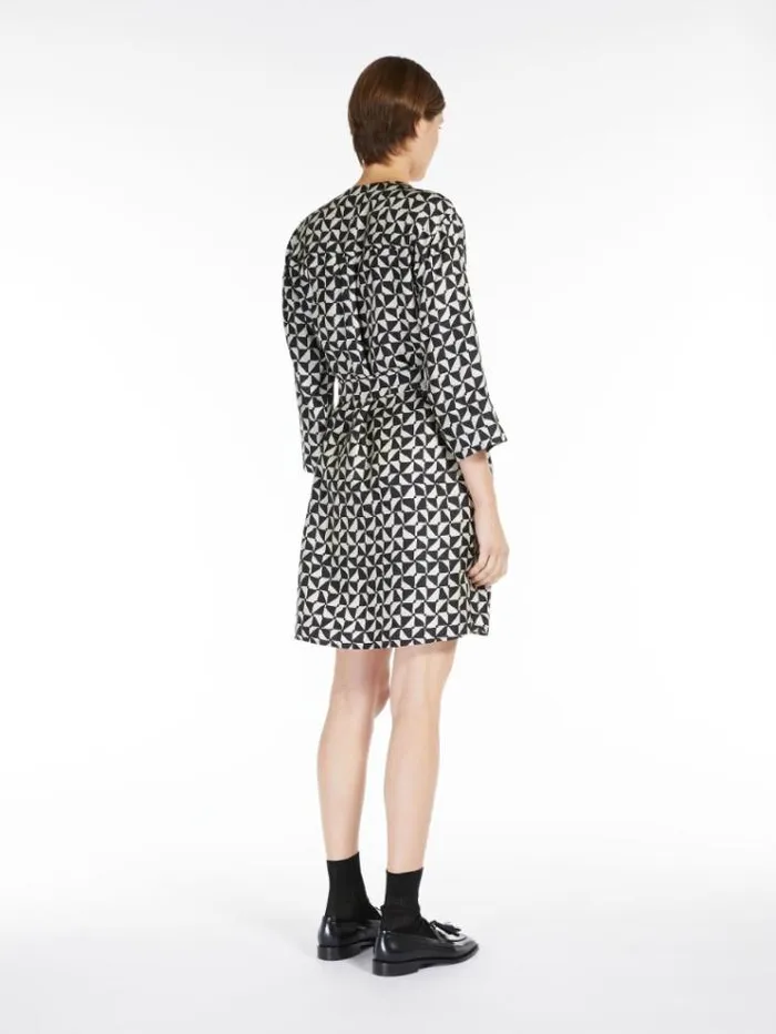 Woman Printed Silk Kaftan Dress Ecru Maxmara Dresses Woman Printed Silk Kaftan Dress Ecru Maxmara Dresses