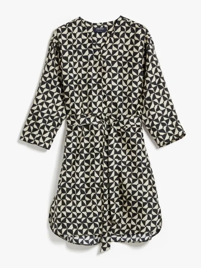 Woman Printed Silk Kaftan Dress Ecru Maxmara Dresses Woman Printed Silk Kaftan Dress Ecru Maxmara Dresses