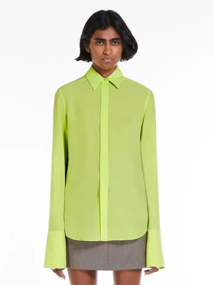 Woman Pure Silk Shirt Lime Maxmara Shirts And Tops