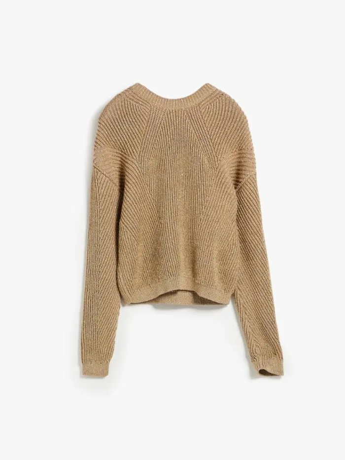 Woman Ribknit Lurex Yarn Sweater Light Gold Maxmara Knitwear And Sweatshirts Woman Ribknit Lurex Yarn Sweater Light Gold Maxmara Knitwear And Sweatshirts