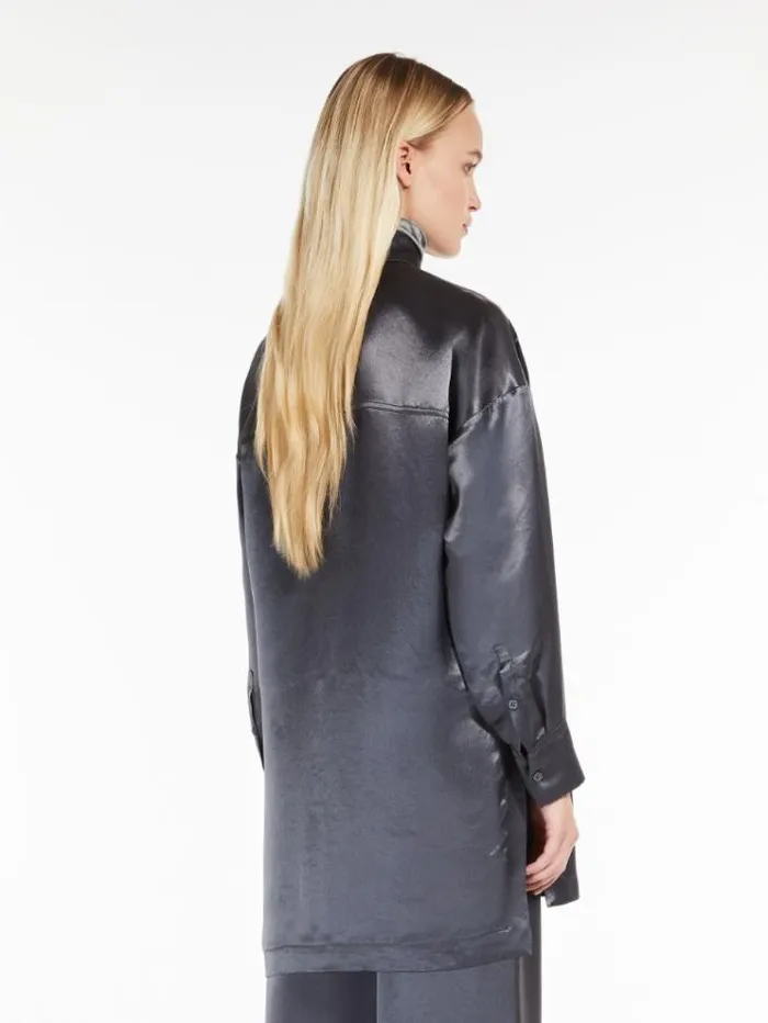 Woman Satin Shirt Dark Grey Maxmara Shirts And Tops Woman Satin Shirt Dark Grey Maxmara Shirts And Tops