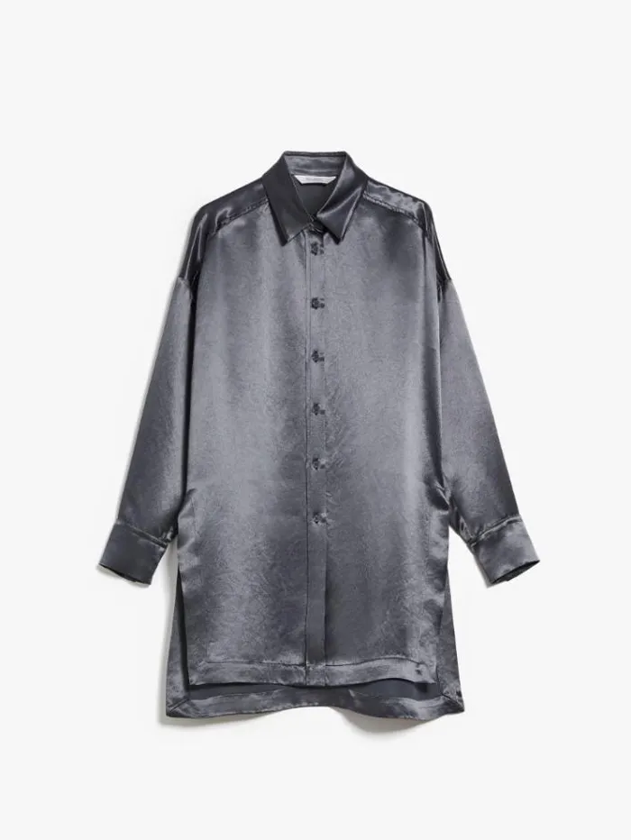 Woman Satin Shirt Dark Grey Maxmara Shirts And Tops Woman Satin Shirt Dark Grey Maxmara Shirts And Tops