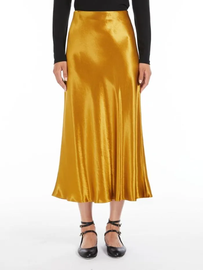 Woman Satin Skirt Ochre Maxmara Skirts