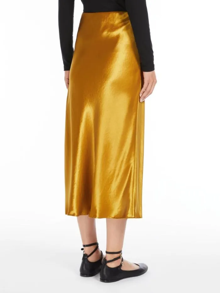 Woman Satin Skirt Ochre Maxmara Skirts Woman Satin Skirt Ochre Maxmara Skirts