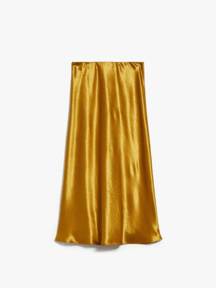 Woman Satin Skirt Ochre Maxmara Skirts Woman Satin Skirt Ochre Maxmara Skirts