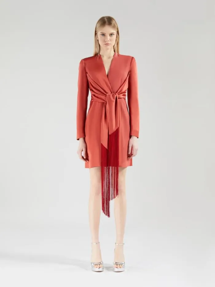 Woman Satin Wrap Dress Red Maxmara Dresses