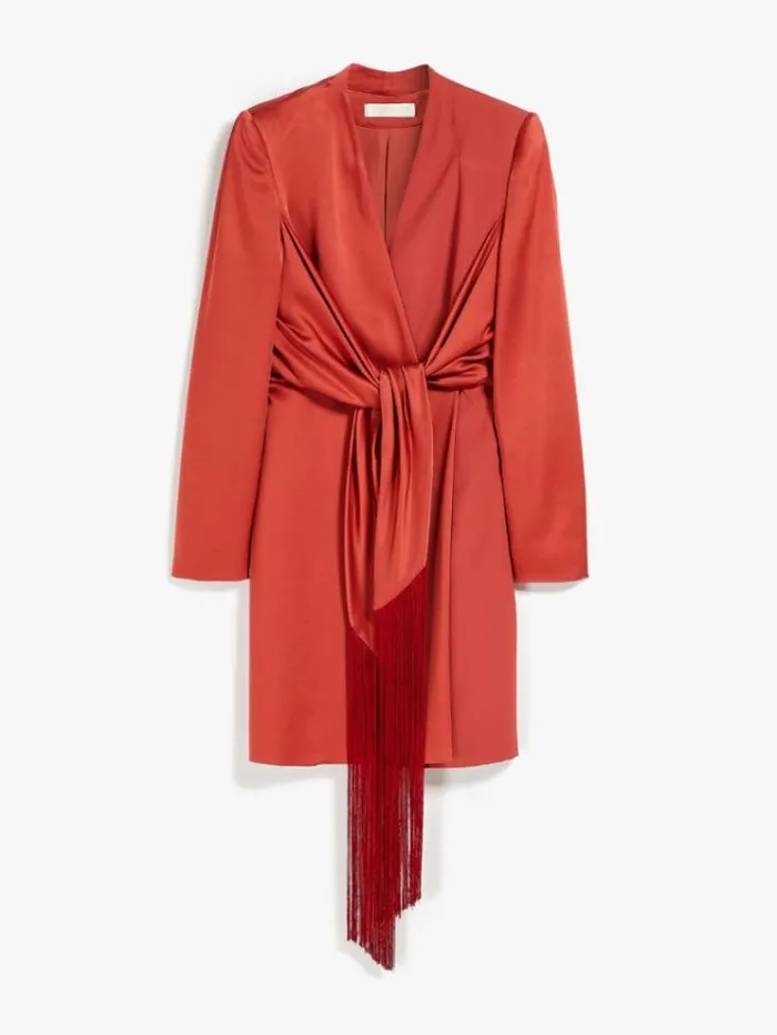 Woman Satin Wrap Dress Red Maxmara Dresses Woman Satin Wrap Dress Red Maxmara Dresses