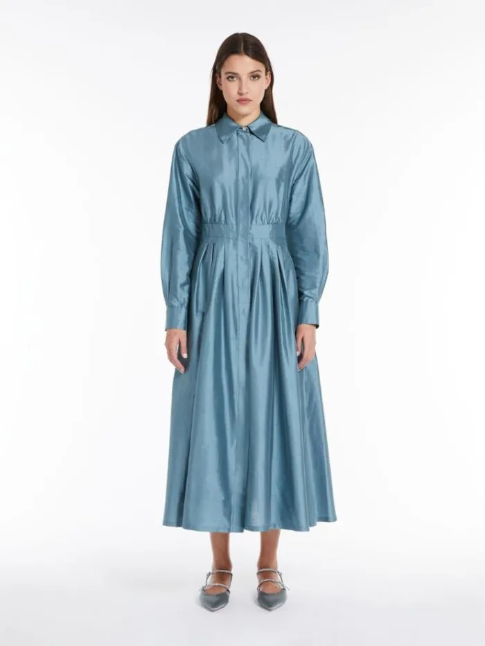 Woman Shantung Shirt Dress Light Blue Maxmara Dresses