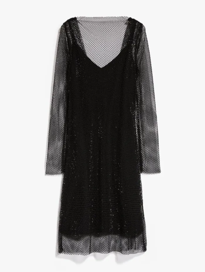 Woman Short Embroidered Mesh Dress With Crystals Black Maxmara Bridal Clothing Woman Short Embroidered Mesh Dress With Crystals Black Maxmara Bridal Clothing