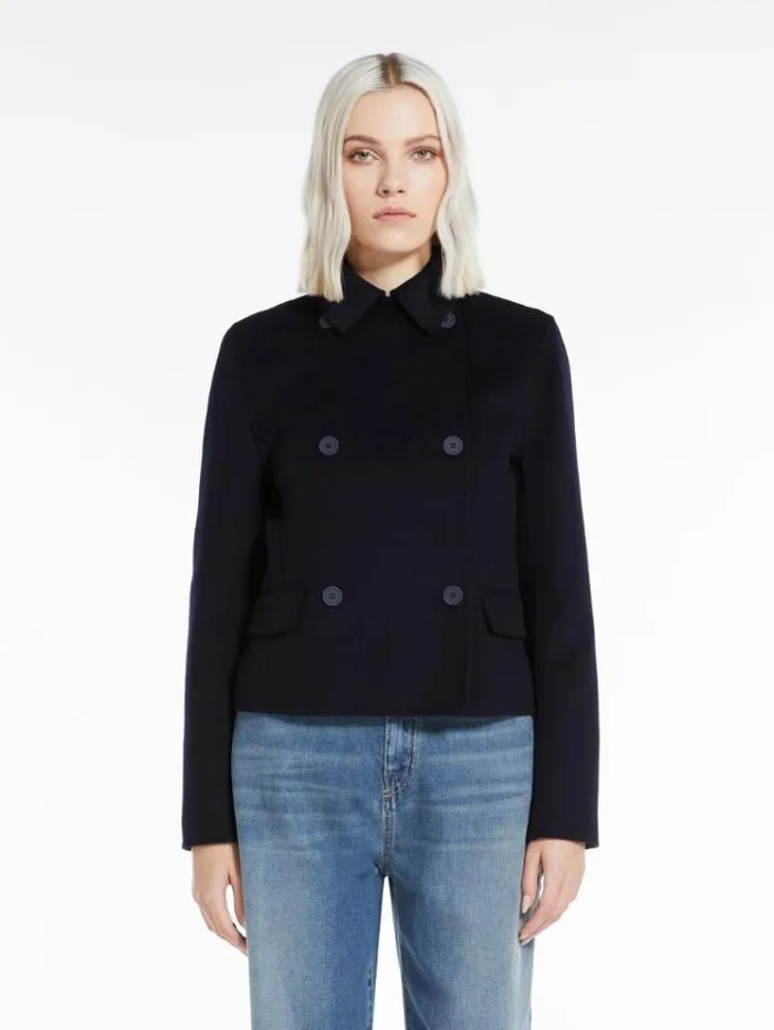 Woman Short Wool Cashmere And Silk Jacket Midnightblue Maxmara Suit