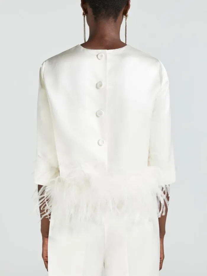 Woman Silk And Viscose Blouse Optical White Maxmara Bridal Clothing Woman Silk And Viscose Blouse Optical White Maxmara Bridal Clothing