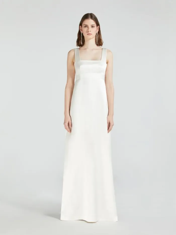 Woman Silk And Viscose Dress Optical White Maxmara Bridal Clothing