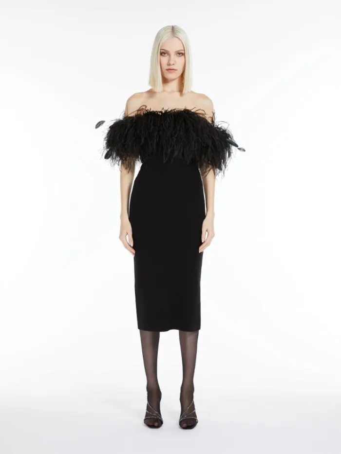 Woman Silk And Wool Yarn Dress Black Maxmara Dresses