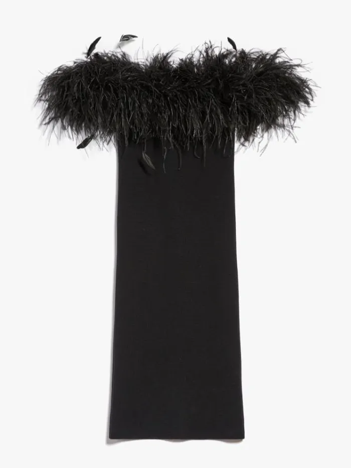 Woman Silk And Wool Yarn Dress Black Maxmara Dresses Woman Silk And Wool Yarn Dress Black Maxmara Dresses