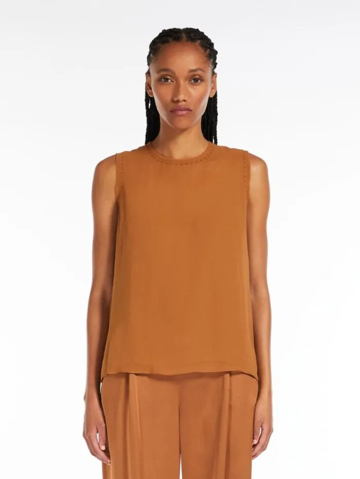Woman Silk Georgette Blouse Tobacco Maxmara Shirts And Tops