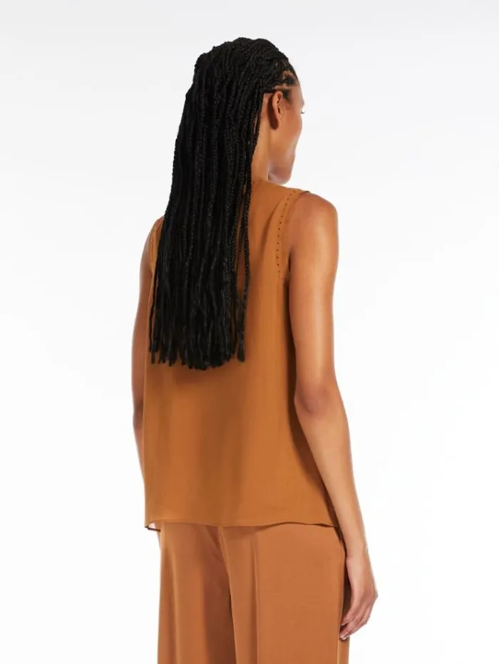 Woman Silk Georgette Blouse Tobacco Maxmara Shirts And Tops Woman Silk Georgette Blouse Tobacco Maxmara Shirts And Tops
