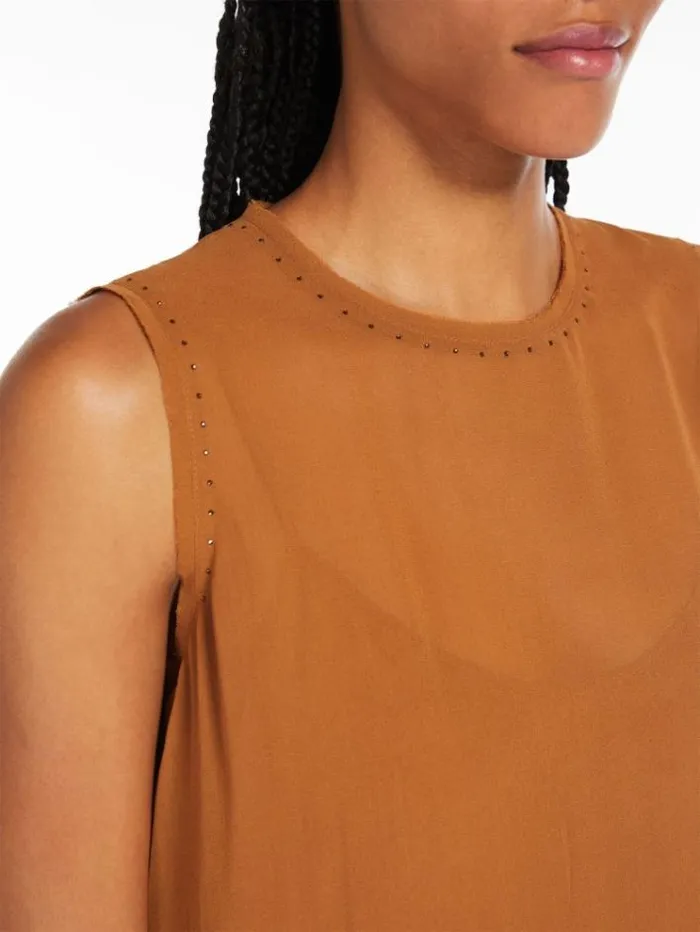 Woman Silk Georgette Blouse Tobacco Maxmara Shirts And Tops Woman Silk Georgette Blouse Tobacco Maxmara Shirts And Tops