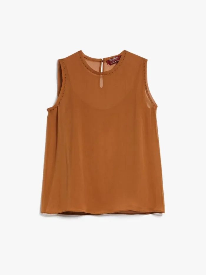 Woman Silk Georgette Blouse Tobacco Maxmara Shirts And Tops Woman Silk Georgette Blouse Tobacco Maxmara Shirts And Tops