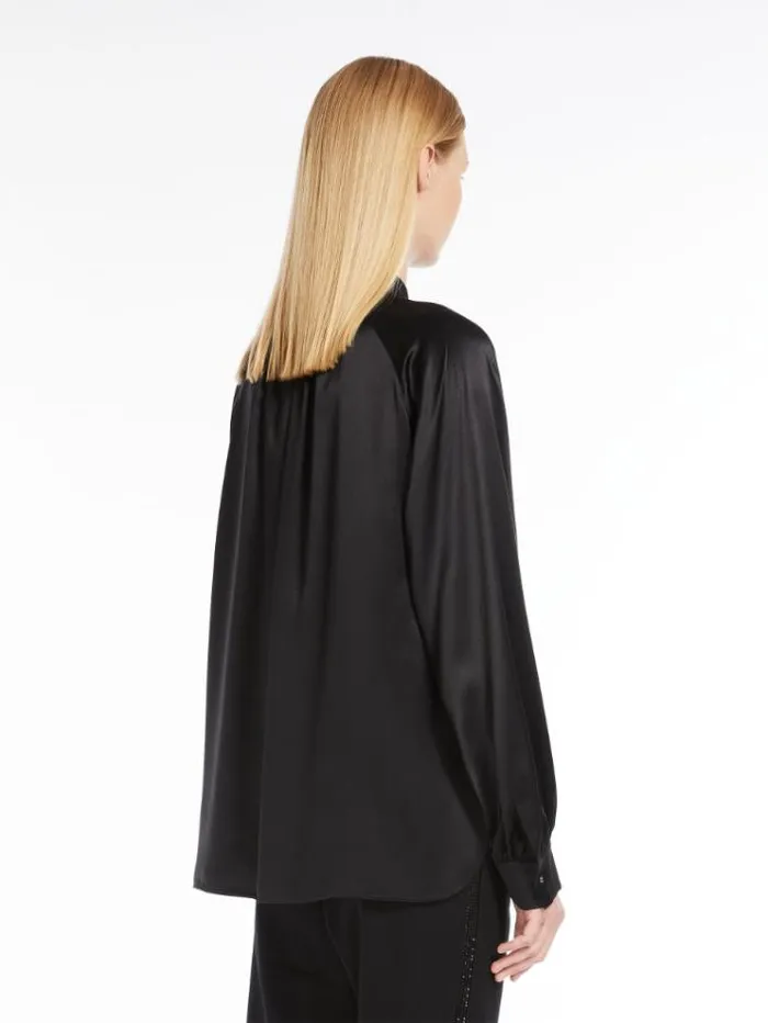 Woman Silk Satin Shirt Black Maxmara Shirts And Tops Woman Silk Satin Shirt Black Maxmara Shirts And Tops