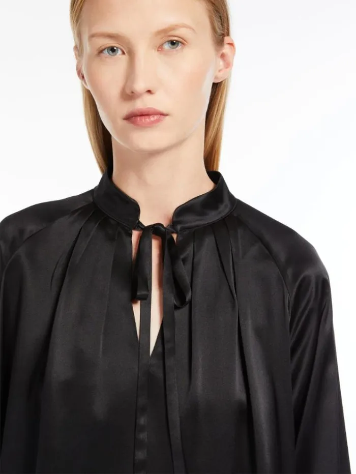 Woman Silk Satin Shirt Black Maxmara Shirts And Tops Woman Silk Satin Shirt Black Maxmara Shirts And Tops