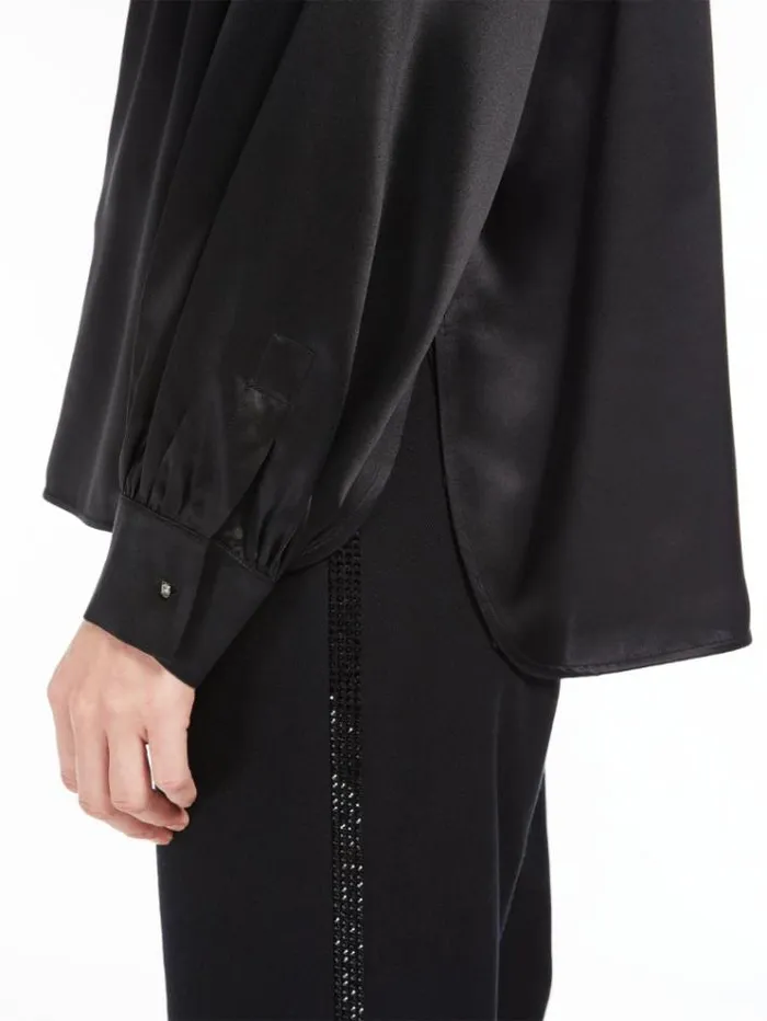 Woman Silk Satin Shirt Black Maxmara Shirts And Tops Woman Silk Satin Shirt Black Maxmara Shirts And Tops