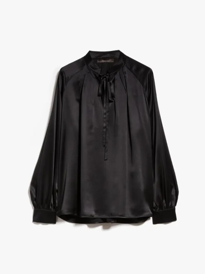 Woman Silk Satin Shirt Black Maxmara Shirts And Tops Woman Silk Satin Shirt Black Maxmara Shirts And Tops
