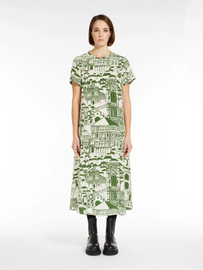 Woman Silk Tshirt Dress Green Maxmara Dresses