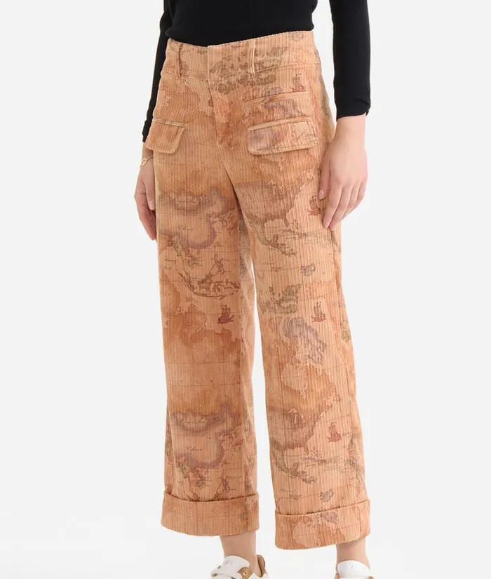 Woman Skirts and Trousers Alviero Martini Corduroy Trousers Geo Classic