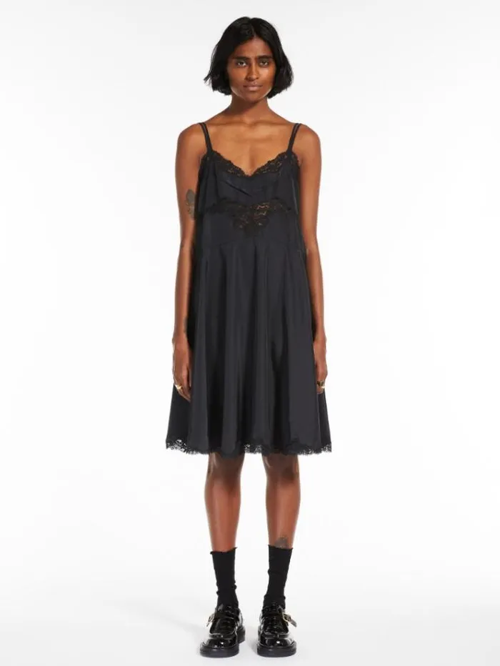 Woman Slip Dress With Lace Black Maxmara Dresses