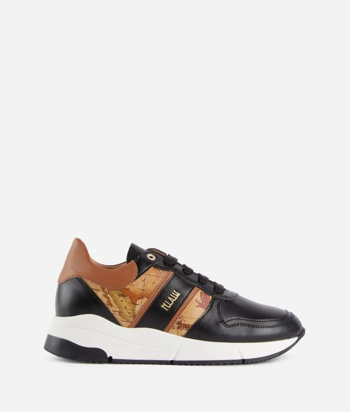 Woman Sneakers Alviero Martini Faux Napa Leather Running Shoes With Logo And Geo Classic Details Black Woman Sneakers Alviero Martini Faux Napa Leather Running Shoes With Logo And Geo Classic Details Black