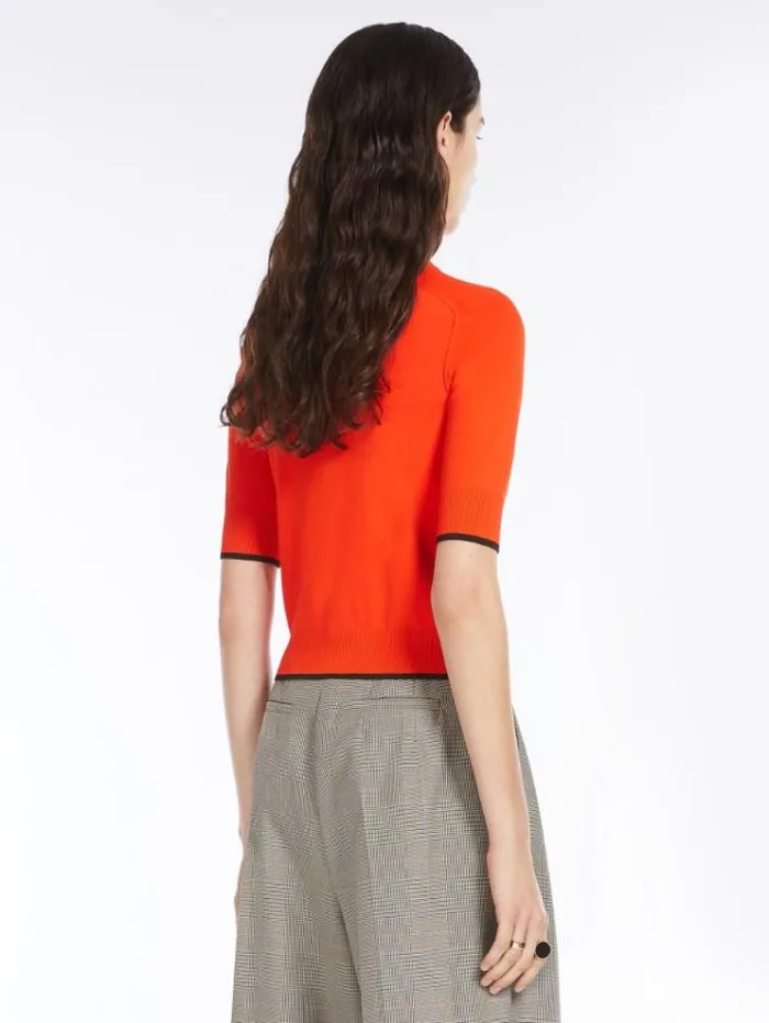 Woman Stretch Knit Tshirt Red Orange Maxmara Knitwear And Sweatshirts Woman Stretch Knit Tshirt Red Orange Maxmara Knitwear And Sweatshirts