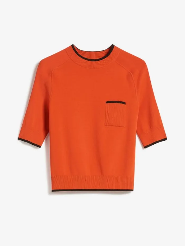 Woman Stretch Knit Tshirt Red Orange Maxmara Knitwear And Sweatshirts Woman Stretch Knit Tshirt Red Orange Maxmara Knitwear And Sweatshirts