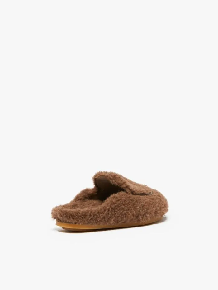 Woman Teddy Mules Brown Maxmara Flat Shoes Woman Teddy Mules Brown Maxmara Flat Shoes