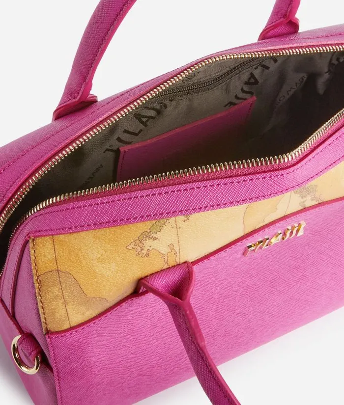 Woman Top Handle Bags Alviero Martini Digital City Bowler Bag With Crossbody Strap Magenta