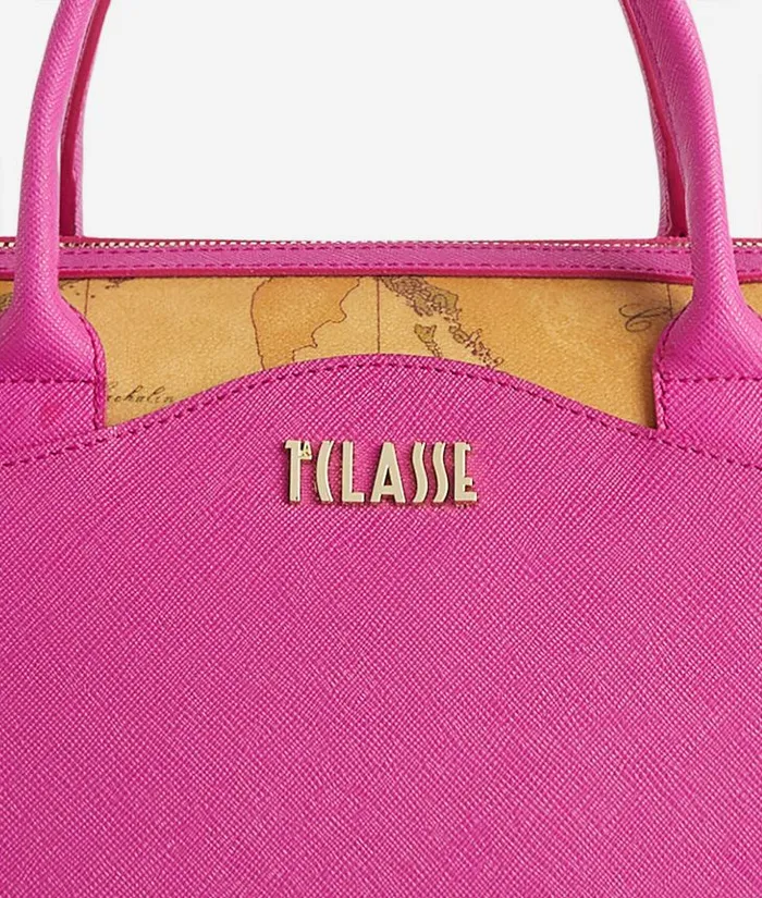 Woman Top Handle Bags Alviero Martini Digital City Bowler Bag With Crossbody Strap Magenta