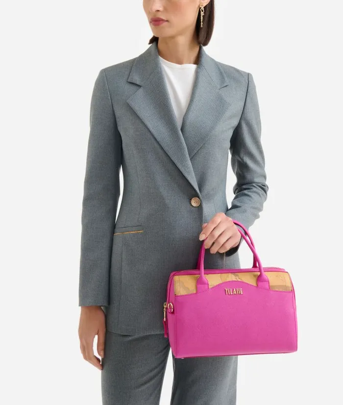 Woman Top Handle Bags Alviero Martini Digital City Bowler Bag With Crossbody Strap Magenta