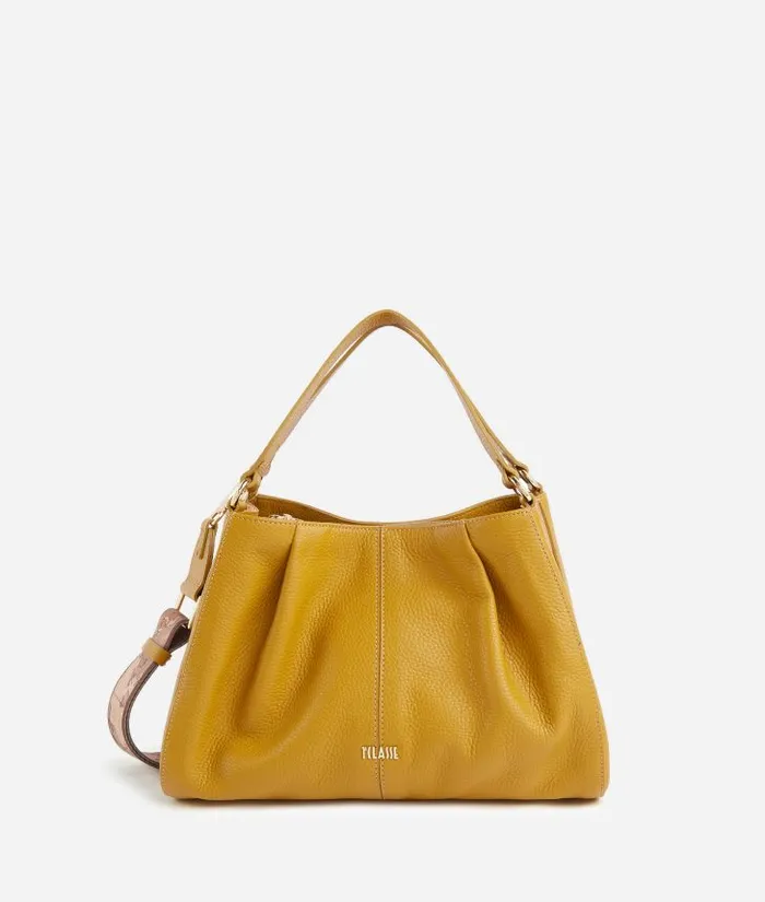 Woman Top Handle Bags Alviero Martini Universe Leather Bowler Bag With Crossbody Strap Oil Yellow Woman Top Handle Bags Alviero Martini Universe Leather Bowler Bag With Crossbody Strap Oil Yellow